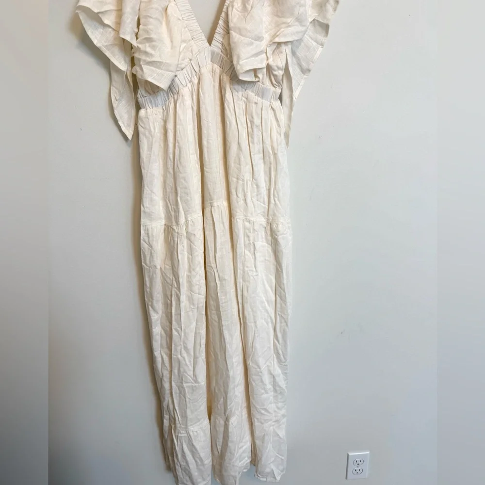 Showpo Lyrad Empire Waist Textured Maxi Dress White NWT US 10 Boho - Picture 7 of 12